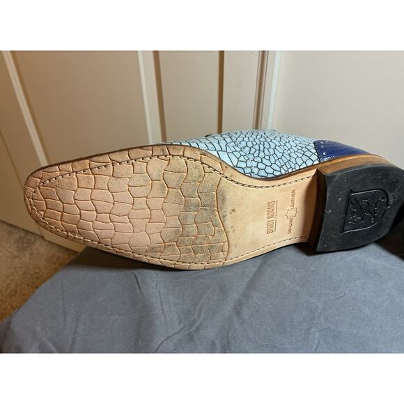 Stacy Adams Men’s Croc Embossed Leather Dress Shoes Blue Lace-Up Oxfords 10M main image 4